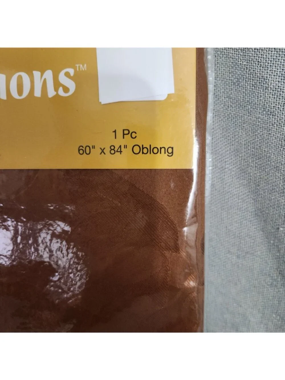Autumn Inspirations Light Brown Fabric Tablecloth 1pc 60" x 84" Oblong NEW - Picture 3 of 5